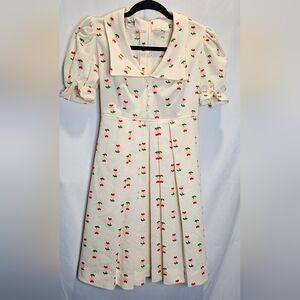 Brandye Vintage Collard Floral Print Mini Dress